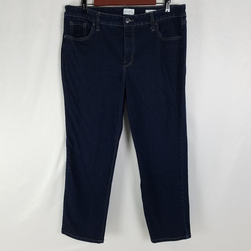Wonderly Womens Mid Rise Straight Leg Dark Wash Denim Jeans Size 14S